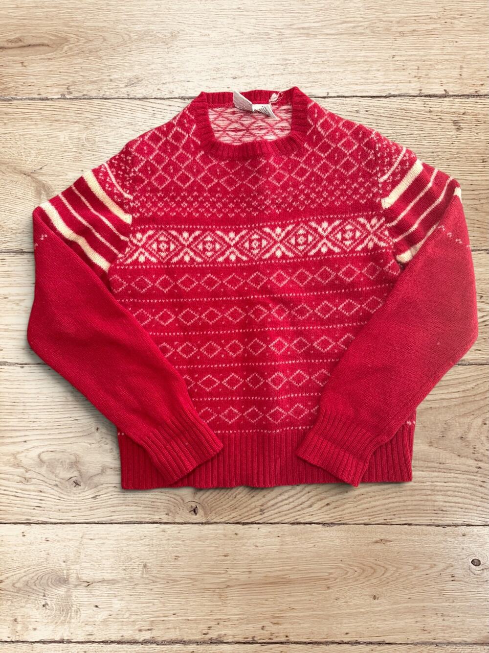 J.G. Hook Fair Isle Shetland Wool Sweater; size 38